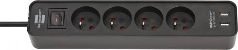 LISTWA ZASILAJĄCA 4 GNIAZDA 2 USB 1.5M BRENNENSTUH