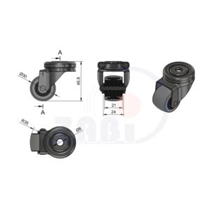 KOŁO TWORZ-GUMA D30 SKRĘTNE MEBLOWE M37T ZABI